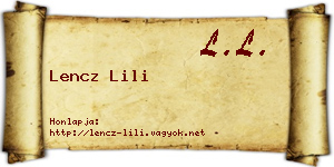 Lencz Lili névjegykártya